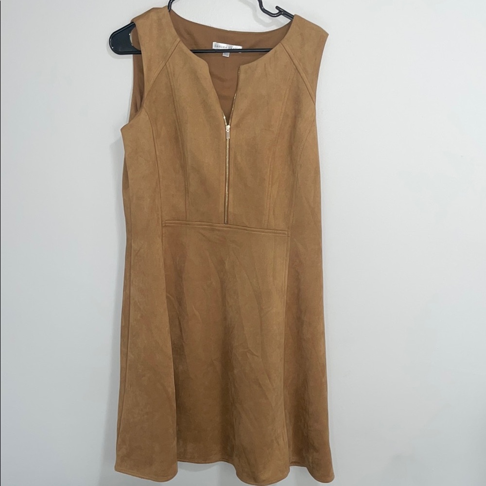 Suede Tan Sleeveless Dress